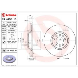 Brake Disc BREMBO 09.A430.11 OE Ref 1618865180