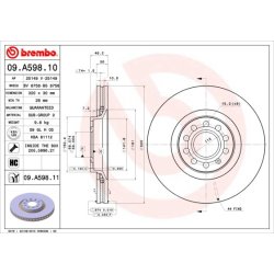 Brake Disc BREMBO 09.A598.11 OE Ref 8E0615301AD