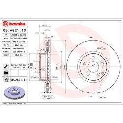 Brake Disc BREMBO 09.A621.11 OE Ref 000421121207