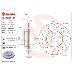 Brake Disc BREMBO 09.A621.31 OE Ref 0004213012