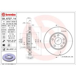 Brake Disc BREMBO 09.A727.11 OE Ref 4020600Q0L