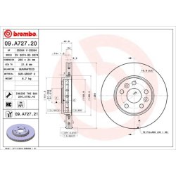 Brake Disc BREMBO 09.A727.21 OE Ref 4154200701