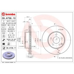 Brake Disc BREMBO 09.A736.11 OE Ref 2044210012