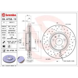 Brake Disc BREMBO 09.A758.1X OE Ref 8K0615301A