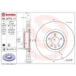Brake Disc BREMBO 09.A773.11 OE Ref LR027106