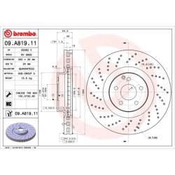 Brake Disc BREMBO 09.A819.11 OE Ref 2214211812