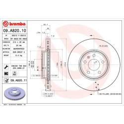 Brake Disc BREMBO 09.A820.11 OE Ref 8K0615301T