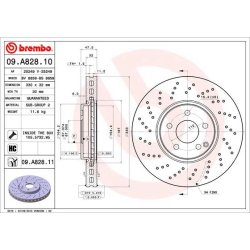 Brake Disc BREMBO 09.A828.11 OE Ref A2204211812