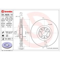 Brake Disc BREMBO 09.A829.11 OE Ref 9801902080