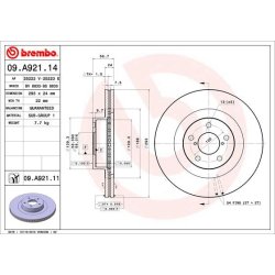 Brake Disc BREMBO 09.A921.11 OE Ref 26300AG01B