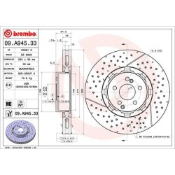 Brake Disc BREMBO 09.A945.33 OE Ref A2124210512