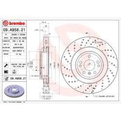 Brake Disc BREMBO 09.A958.21 OE Ref 1664211012