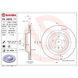 Brake Disc BREMBO 09.A959.11 OE Ref 1664230600