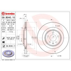 Brake Disc BREMBO 09.B040.11 OE Ref 8K0615601C