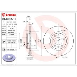 Brake Disc BREMBO 09.B042.11 OE Ref N12Y3325XA