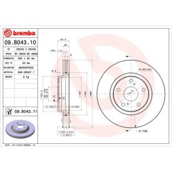 Brake Disc BREMBO 09.B043.11 OE Ref 435120F030
