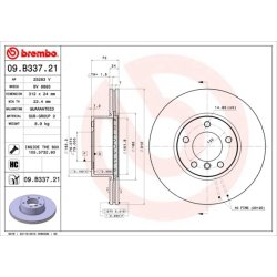 Brake Disc BREMBO 09.B337.21 OE Ref 34116783755