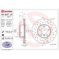 Brake Disc BREMBO 09.B337.2X OE Ref 34116783755