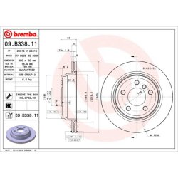 Brake Disc BREMBO 09.B338.11 OE Ref 34216797344