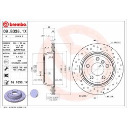 Brake Disc BREMBO 09.B338.1X OE Ref 34216797344