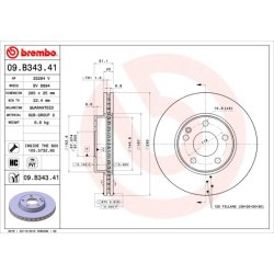 Brake Disc BREMBO 09.B343.41 OE Ref 246421001207