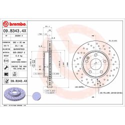 Brake Disc BREMBO 09.B343.4X OE Ref 246421001207