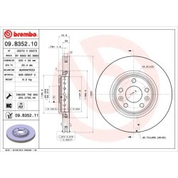 Brake Disc BREMBO 09.B352.11 OE Ref 402064155R