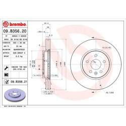 Brake Disc BREMBO 09.B356.21 OE Ref 569091