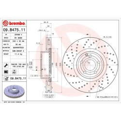 Brake Disc BREMBO 09.B475.11 OE Ref 2314211112