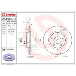 Brake Disc BREMBO 09.B565.11 OE Ref 402061KA3A