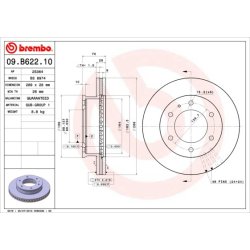 Brake Disc BREMBO 09.B622.10 OE Ref 6M341027DA