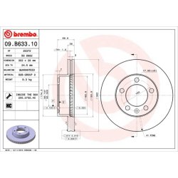 Brake Disc BREMBO 09.B633.10 OE Ref 4419359