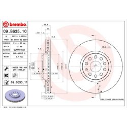 Brake Disc BREMBO 09.B635.11 OE Ref 5QF615301A