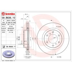 Brake Disc BREMBO 09.B636.11 OE Ref 4615A038