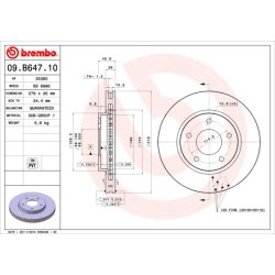 Brake Disc BREMBO 09.B647.11 OE Ref 4615A190