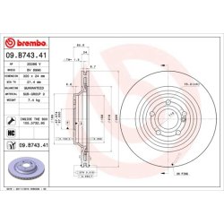 Brake Disc BREMBO 09.B743.41 OE Ref 000423141207