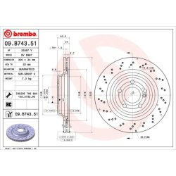 Brake Disc BREMBO 09.B743.51 OE Ref 2314230512