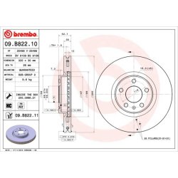 Brake Disc BREMBO 09.B822.11 OE Ref 8R0615301C