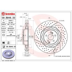 Brake Disc BREMBO 09.B848.33 OE Ref 2314211812