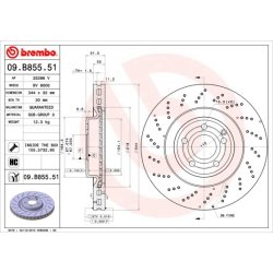 Brake Disc BREMBO 09.B855.51 OE Ref A2184210412