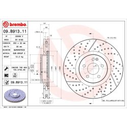 Brake Disc BREMBO 09.B913.11 OE Ref 1764210212