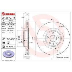 Brake Disc BREMBO 09.B970.11 OE Ref 4G0615301AE