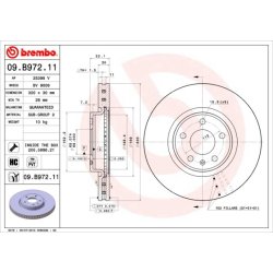 Brake Disc BREMBO 09.B972.11 OE Ref 8R0615301D