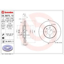 Brake Disc BREMBO 09.B975.11 OE Ref 1S0615301H