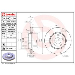 Brake Disc BREMBO 09.C003.11 OE Ref 52060137AB