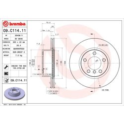 Brake Disc BREMBO 09.C114.11 OE Ref 6792217