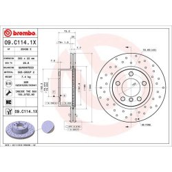 Brake Disc BREMBO 09.C114.1X OE Ref 6792217