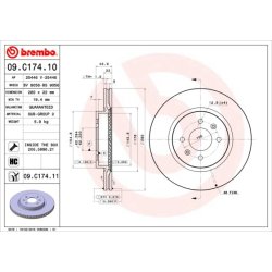 Brake Disc BREMBO 09.C174.11 OE Ref 517121W050