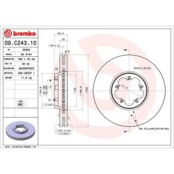 Brake Disc BREMBO 09.C243.10 OE Ref 1842633