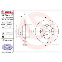 Brake Disc BREMBO 09.C249.11 OE Ref 517123X000